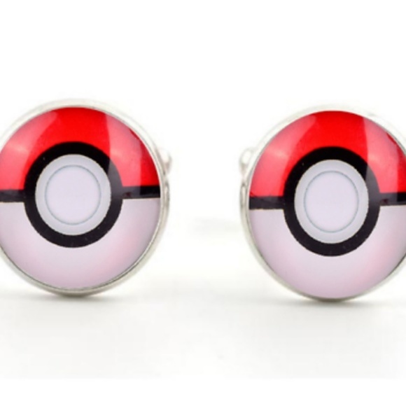 Pokemon Pokeball Silver Brass Cuff Links - Picture 2 of 2